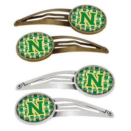 CAROLINES TREASURES Letter N Football Green and Gold Barrettes Hair Clips, Set of 4, 4PK CJ1069-NHCS4